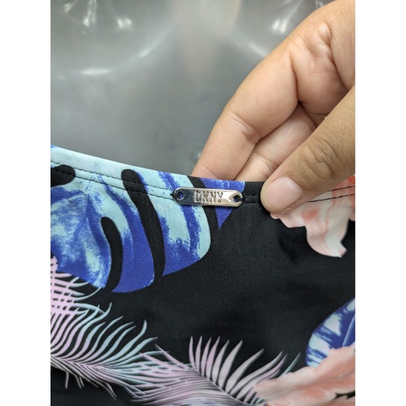 DKNY Swimsuit Womens XL Halter Shirred Floral Print Black One‎ Piece Retail $118 - Picture 3 of 11